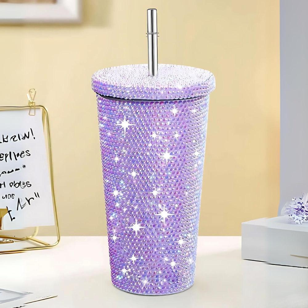 Coffee Tumbler 500ml Rhinestone Straw Tumbler